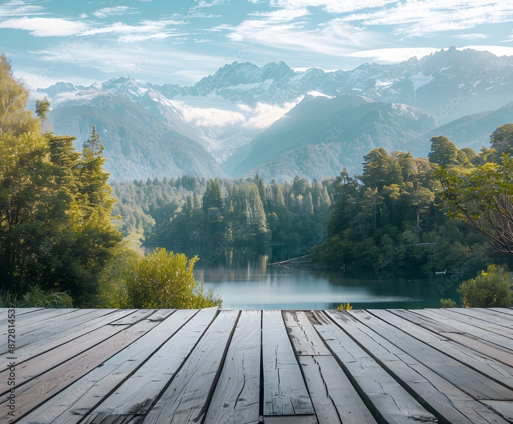 Lake Matheson Wooden Deck Scenic View