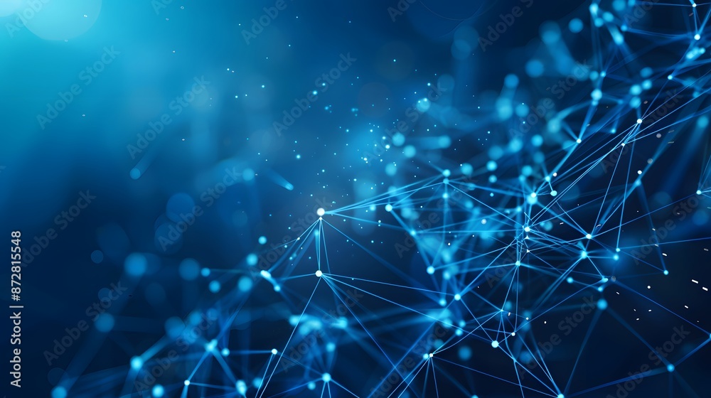 Fototapeta premium Abstract Blue Low Poly Network Connections Background