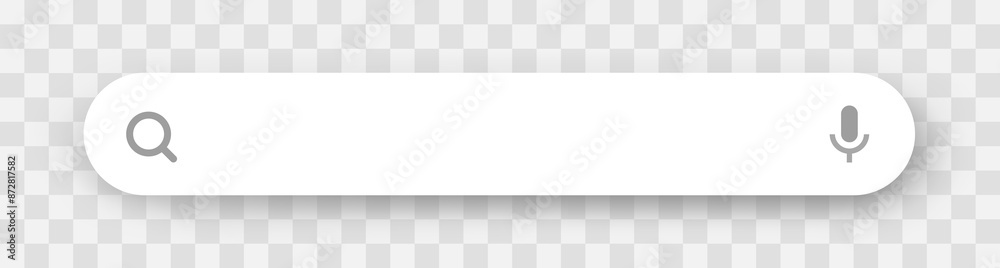 Search bar, search boxes with shadow on transparent background - stock vector.