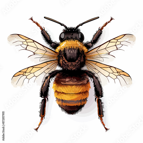 Bee top view vector isolated animal