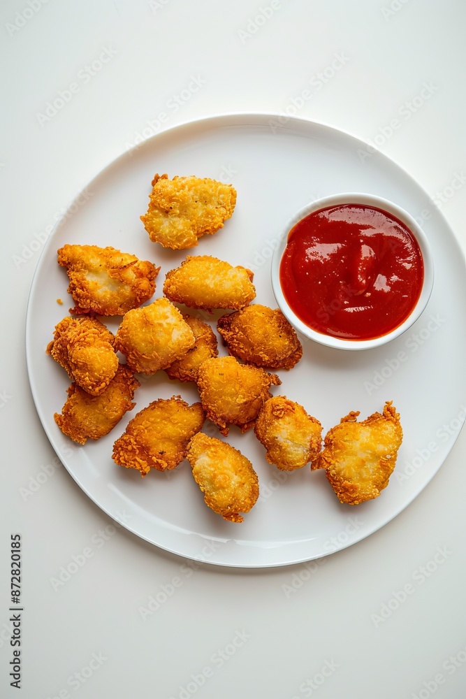 Croquettes fritters with tomato and mayonnaise aperitive served over a gray and white background. Croquettes fritters with tomato and mayonnaise aperitive served over a gray and white background.