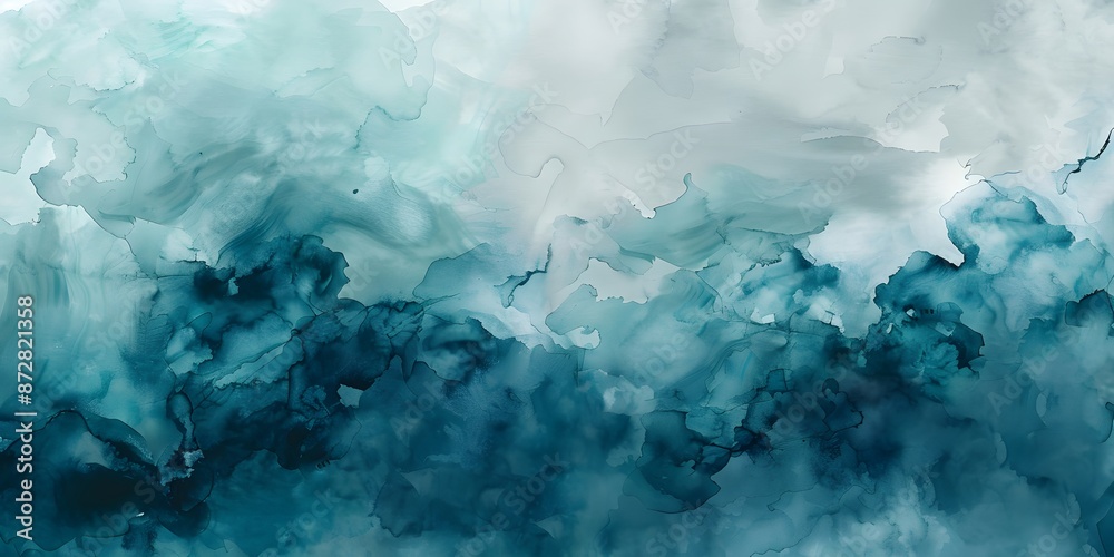 Abstract Teal Watercolor Background With Blue Grey Abstract Teal Watercolor Background With Blue Grey