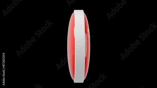 China, chinese Circle flag icon simple looped animation. Transparent backgound. 3d rendered movie with alpha channel. Round shape.