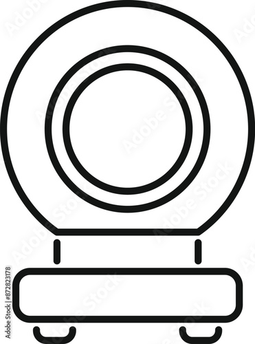 Hyperbaric oxygen therapy chamber standing on a platform, line art icon