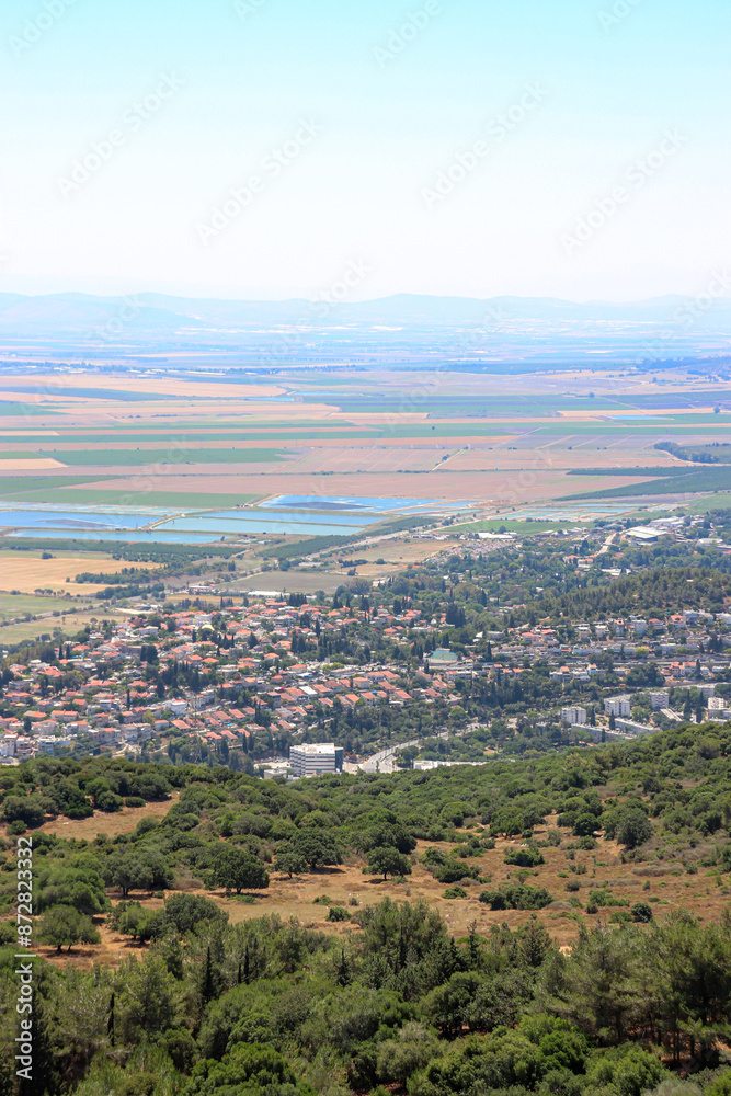 Fototapeta premium Northern Israel view from the roof top of The Muhraka Monastery near the Druze village of Daliyat el-Carmel 