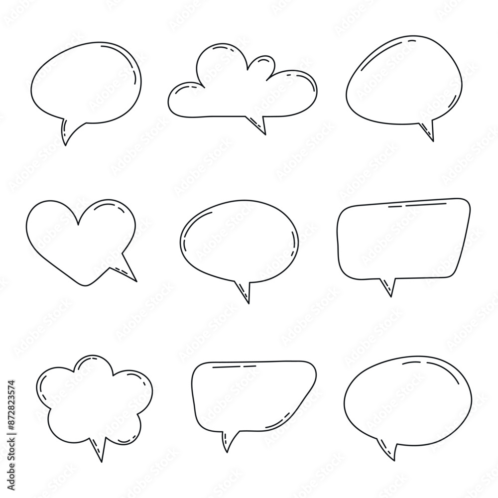Hand drawn outline speech bubbles collection Hand drawn outline speech bubbles collection