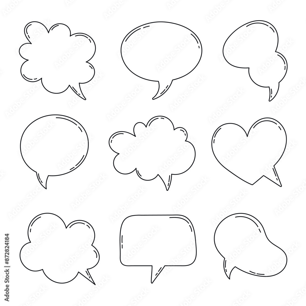 Hand drawn outline speech bubbles collection Hand drawn outline speech bubbles collection
