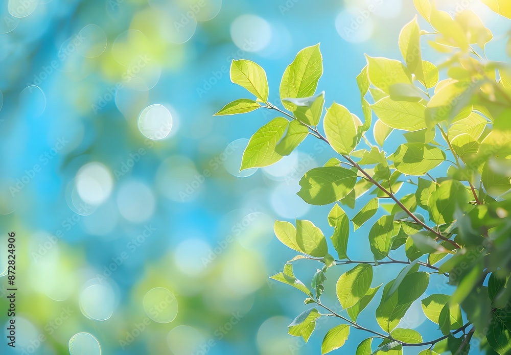 Spring Bokeh Background with Green Leaves Spring Bokeh Background with Green Leaves