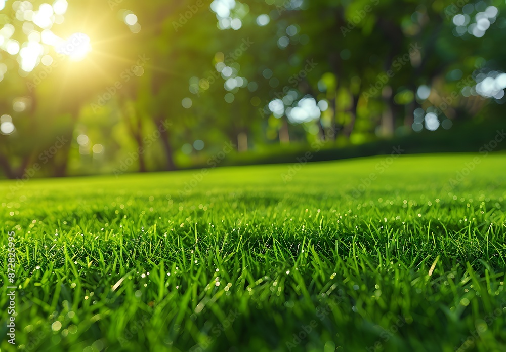 Closeup Green Grass Park Sunlight Closeup Green Grass Park Sunlight