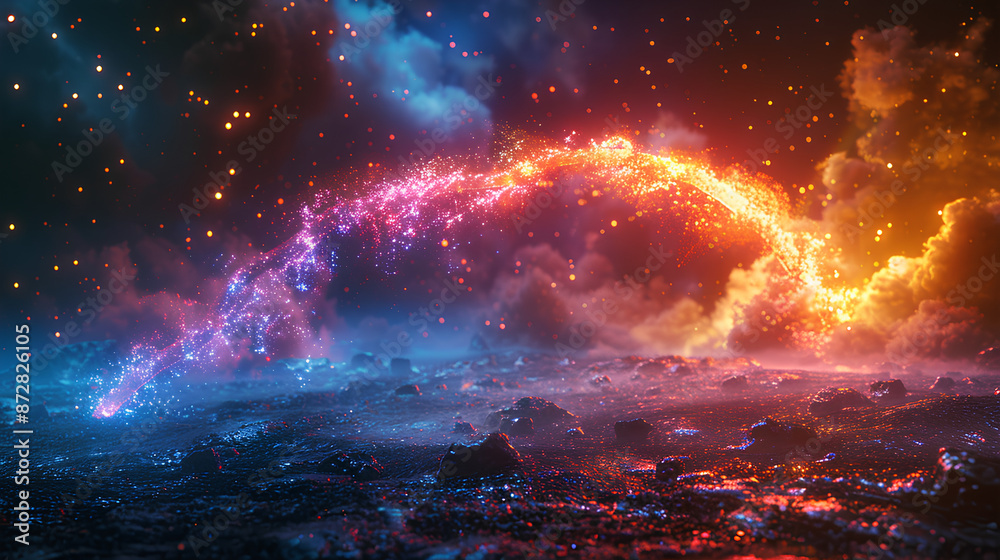 lightning strike colored rainbow 3d rendering element lightning strike colored rainbow 3d rendering element