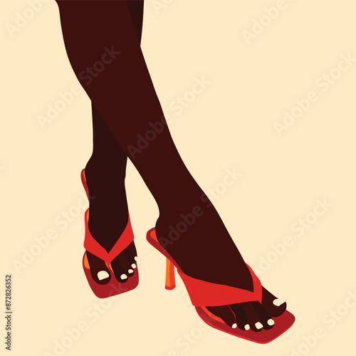 Black woman high heel shoes illustration