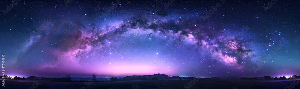 Milky Way Night Sky Panoramic View Milky Way Night Sky Panoramic View