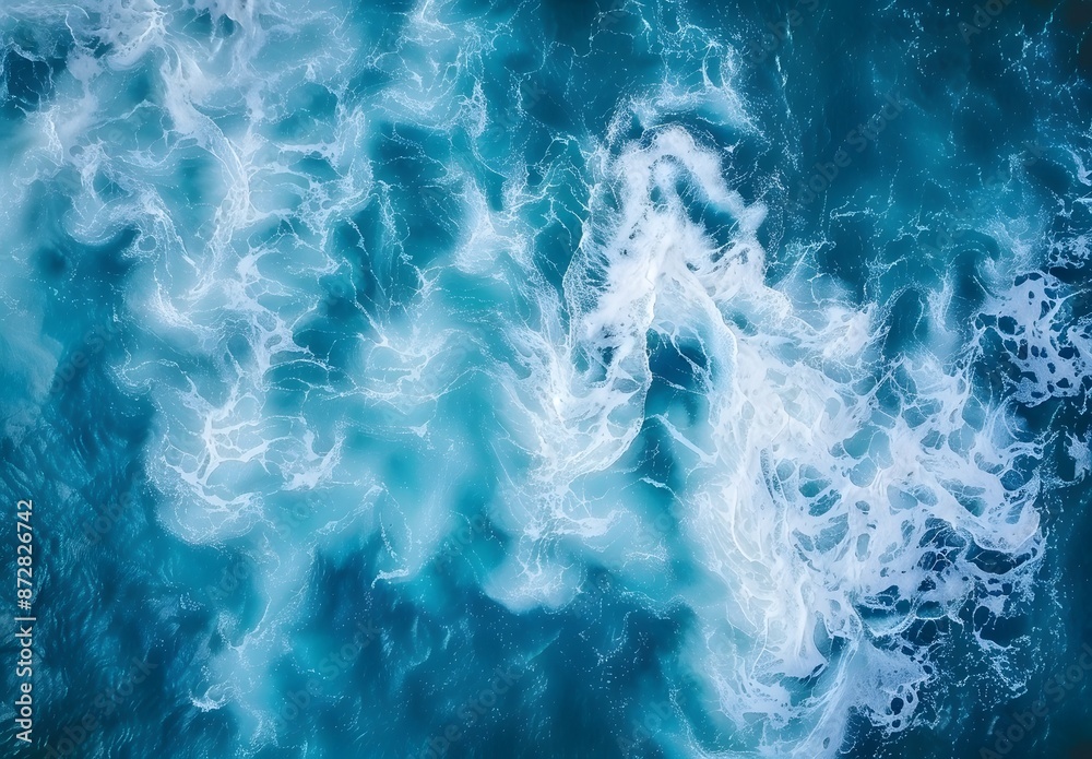 Aerial View of Ocean Waves and Foam Aerial View of Ocean Waves and Foam