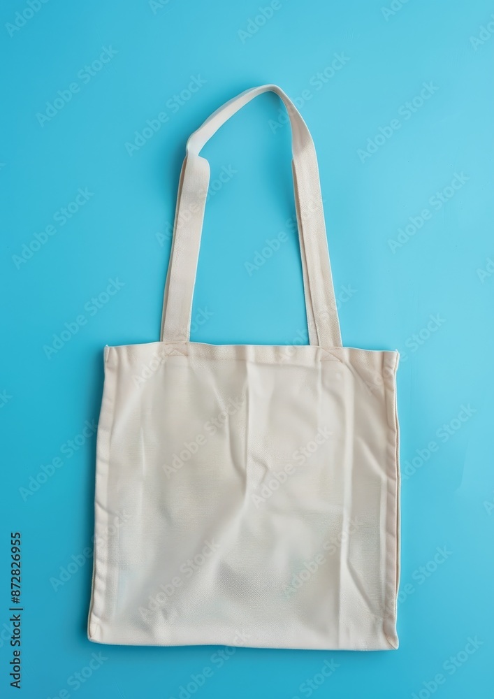 An eco shopping sack mockup template isolated on a pastel mint blue background (clipping path). An eco shopping sack mockup template isolated on a pastel mint blue background (clipping path).