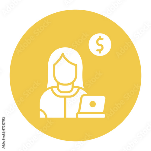 Freelancer Female vector icon. Can be used for Home Based Business iconset.