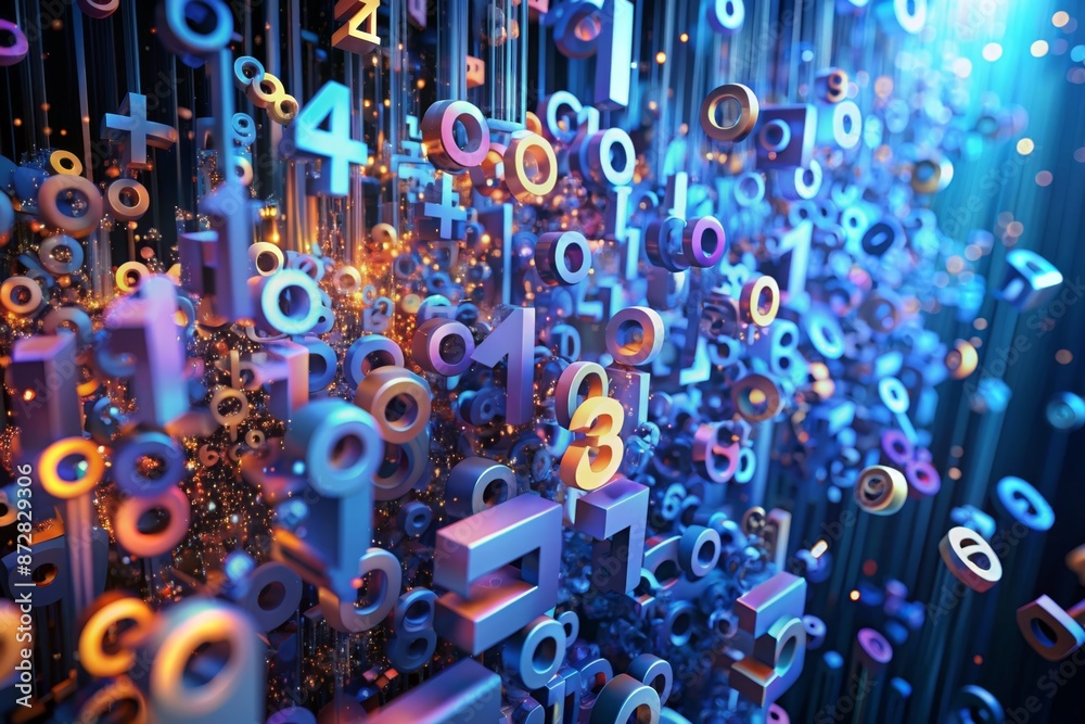 Abstract Numbers Random Motion 3d rendering Abstract Numbers Random Motion 3d rendering