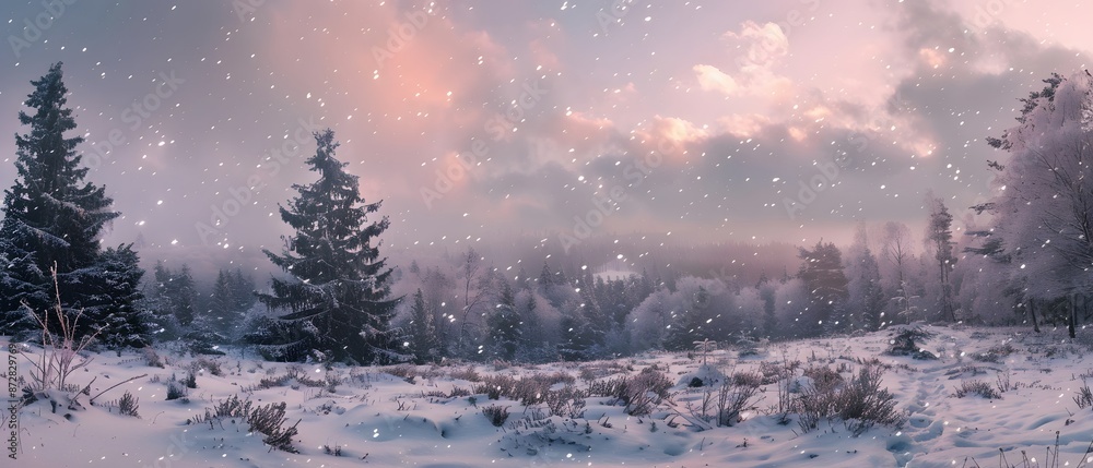 Snowy Forest Panorama with Winter Sky Snowy Forest Panorama with Winter Sky