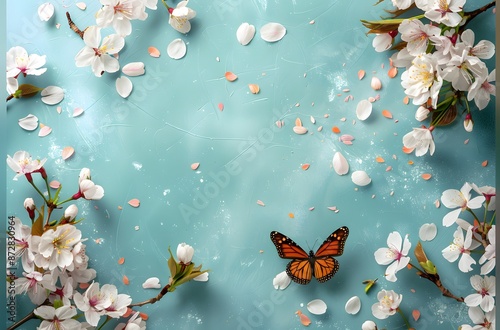 Springtime Floral Flatlay with Butterfly