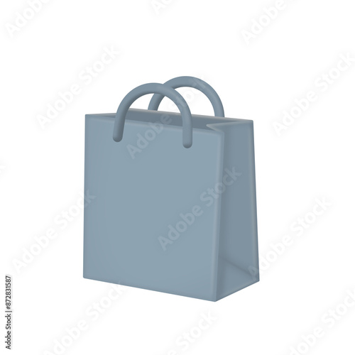 Shopping bags blue. 3d vector illustration