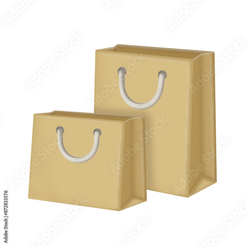 Shopping bags yellow. packages for sale and illustrations