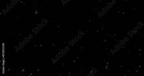 
Shiny shimmering grain dust particles floating dark room 4K. Fluid abstract dust flying randomly realistic snow glare winter morning flare sparkles light background. VFX overlay asset steam mist bg

