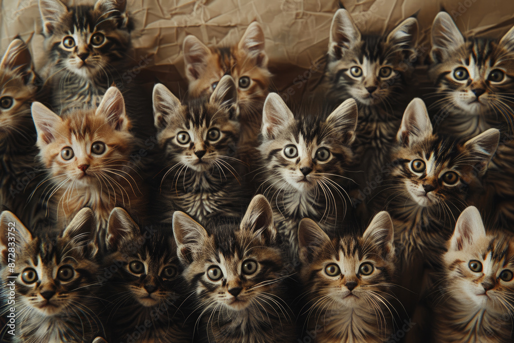 A large group of yellow kittens A large group of yellow kittens
