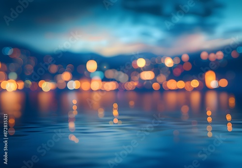 Blurred City Lights Reflection Bokeh Background