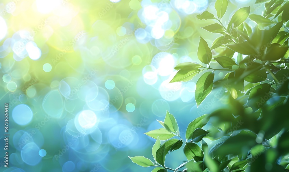 Green Leaves Bokeh Background with Sunlight Green Leaves Bokeh Background with Sunlight