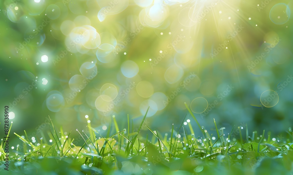 Green Grass Bokeh Background with Sun Flare Green Grass Bokeh Background with Sun Flare