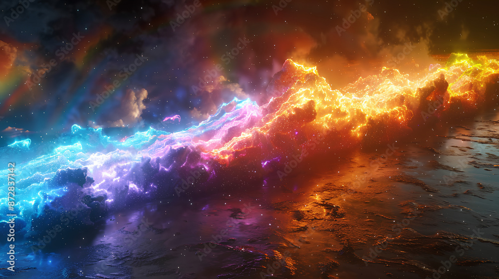 lightning strike colored rainbow 3d rendering element lightning strike colored rainbow 3d rendering element