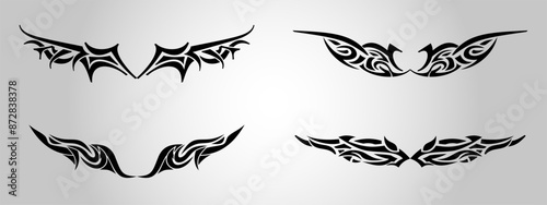 Sharp wild thorns  tribal tattoo wings set