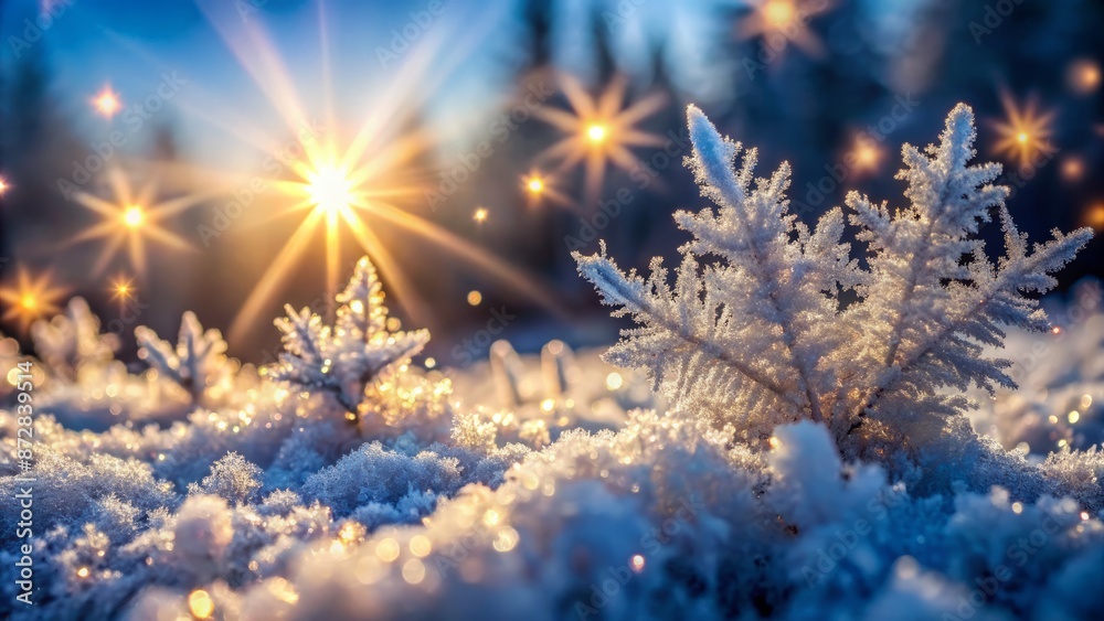 Sparkling frost crystals dance across a serene, icy backdrop, illuminated by soft, ethereal light, evoking winter's tranquil majesty. Sparkling frost crystals dance across a serene, icy backdrop, illuminated by soft, ethereal light, evoking winter's tranquil majesty.