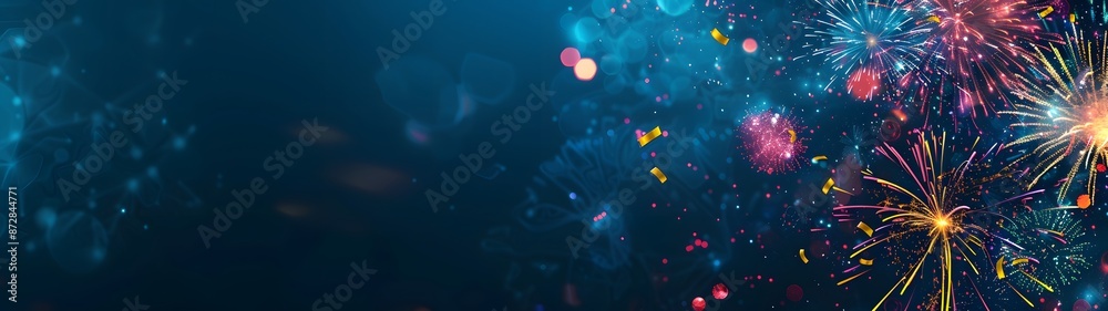 Fototapeta premium Colorful Fireworks Celebration Banner Design