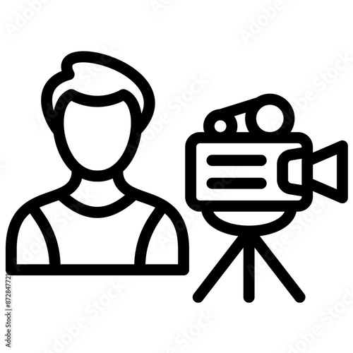 Camera Operator Male vector icon illustration of Filmmaking iconset.
