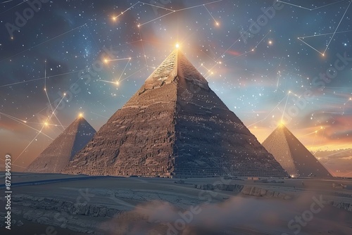 Giza Pyramid precisely aligned with astronomical constellations, astronomical concept