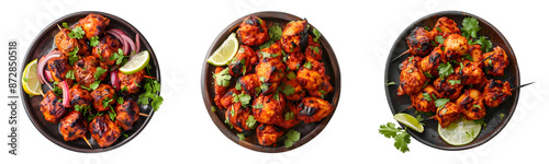 Set of Chicken Tikka on transparent background