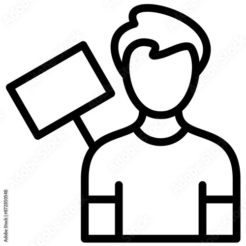 Protester Male vector icon illustration of Protesting and Civil Disobedience iconset.