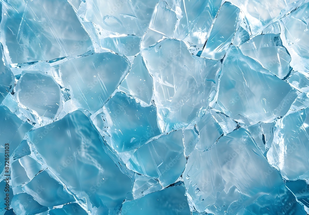 Fototapeta premium Abstract Ice Texture Background - Cracked Light Blue Surface