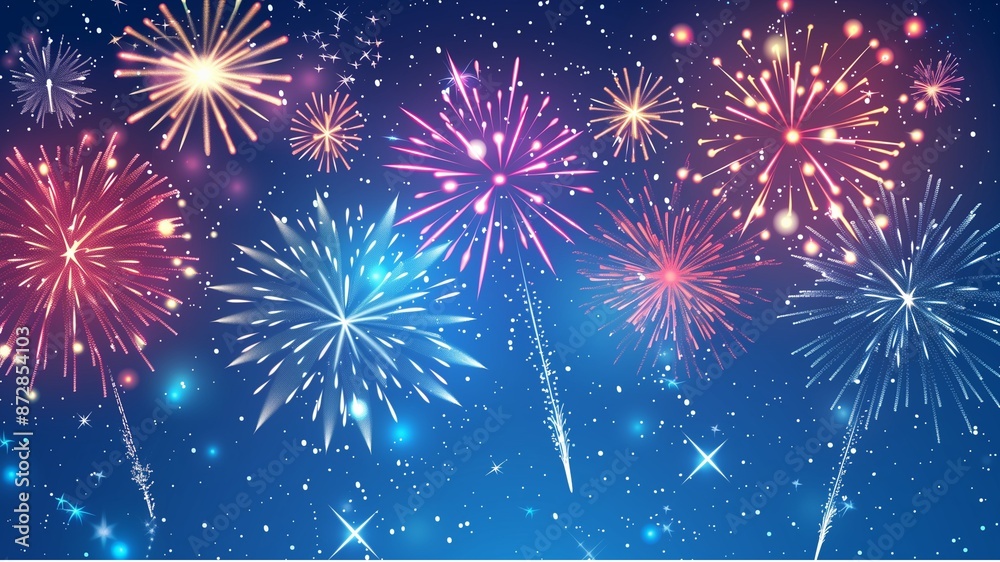 cartoon Background illustration of fireworks shining in the night sky image cartoon Background illustration of fireworks shining in the night sky image