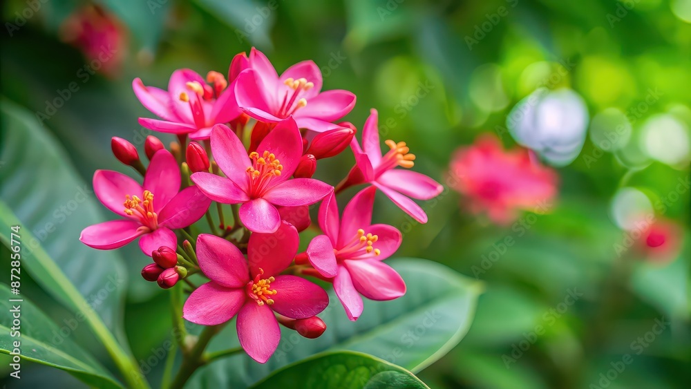 Pink Jatropha integerrima flower in full bloom, pink, Jatropha integerrima, flower, plant, tropical, botanical, garden, bloom Pink Jatropha integerrima flower in full bloom, pink, Jatropha integerrima, flower, plant, tropical, botanical, garden, bloom