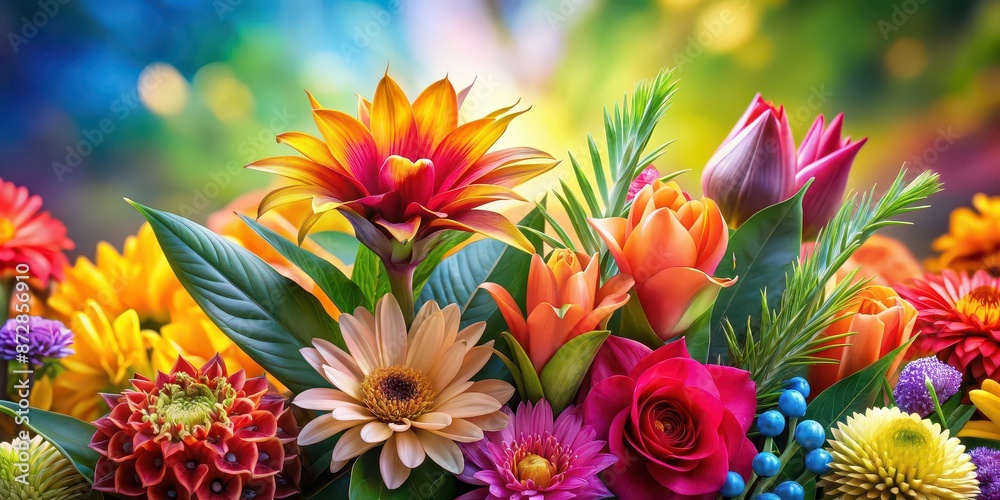Colorful of exotic flowers in a vibrant background, exotic, flowers, colorful, vibrant,tropical, botanical, backdrop, flora Colorful of exotic flowers in a vibrant background, exotic, flowers, colorful, vibrant,tropical, botanical, backdrop, flora