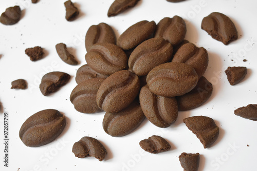Chocolate truffles close-up, coffee-looking