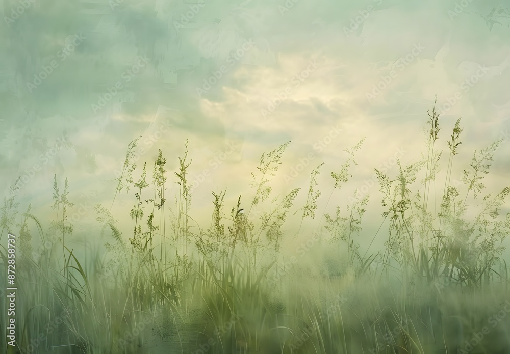Fototapeta premium Dreamy Meadow Grass with Hazy Sky