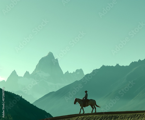 A lone gaucho, his weathere...