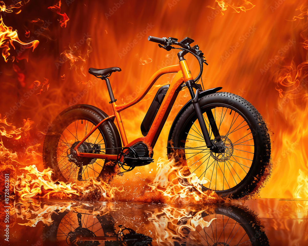 Obraz premium electric bike in fire