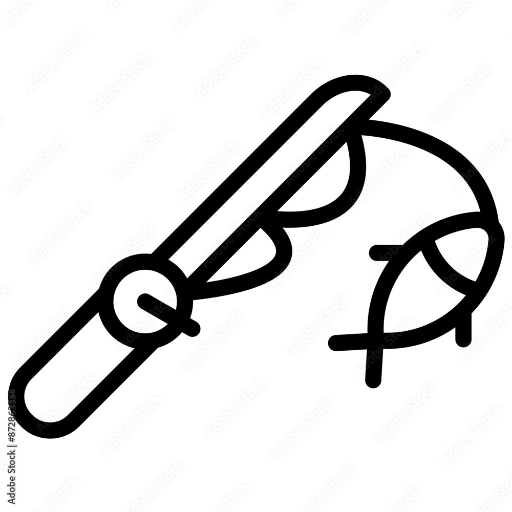 Reeling in Fish vector icon illustration of Fishing iconset.