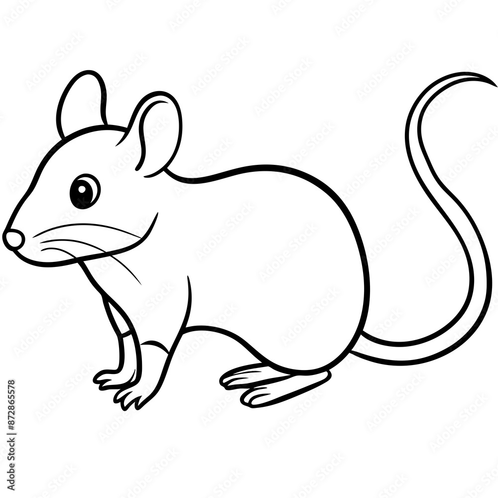 Solid black outline mouse animal Vector Illustration: Adorable Feline Design Solid black outline mouse animal Vector Illustration: Adorable Feline Design