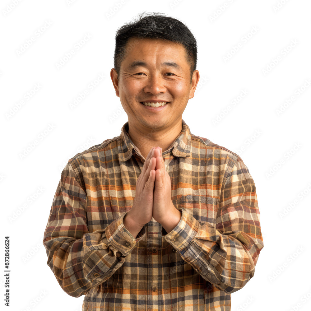Happy Chinese Man Clapping Hands Isolated on Transparent or White Background, PNG Happy Chinese Man Clapping Hands Isolated on Transparent or White Background, PNG
