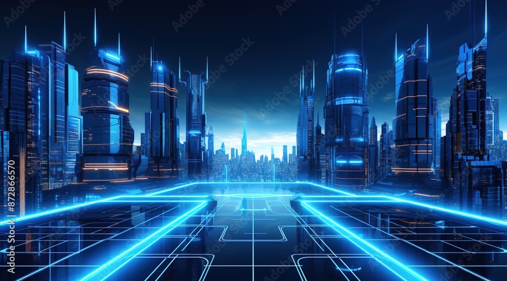 Naklejka premium Blue technology style background
