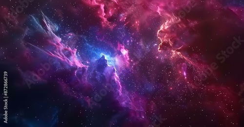A colorful nebula with stars in the background